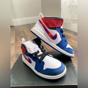 Nike Air Jordan 1 Mid SE TD 'multicolored Swoosh' Bq6933 146 Sz 9c Toddler
